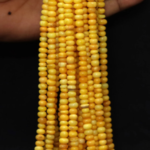 ลูกปัดโอปอลสีเหลืองมัสตาร์ดทรงรอนเดล เกรด AAA ขนาด 6-8 มม. ลูกปัดพลอยเรียบ - Product Image 6