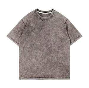 T-shirt à logo personnalisé pour hommes, élégant, blanchi, lavé à l'acide, délavé, séchage rapide, respirant, 100% coton, manches courtes - Product Image 3