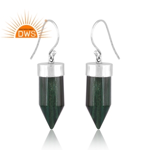 Meilleure vente en argent sterling oxydé malachite naturelle pierre précieuse balle conception balancent boucle d'oreille fabricant de bijoux personnalisés - Product Image 3