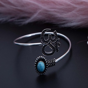 Pulsera de Plata de Ley 925 OM ajustable, elegante Larimar oxidado a la moda, joyería hecha a mano para fiesta, aniversario de boda - Product Image 2