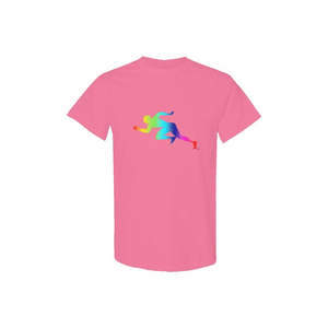 เสื้อยืดเรนโบว์นีออนรันนิ่งแมนผ้าเจอร์ซีย์ระบายอากาศได้ดี - Product Image 1