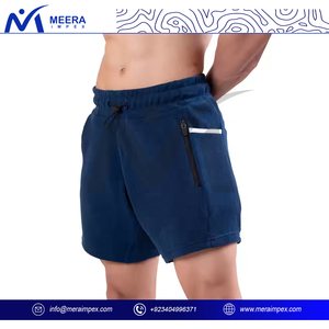 Pantalones cortos deportivos de verano azul liso para hombre, pantalones cortos holgados de entrenamiento físico de secado rápido, transpirables y ligeros - Product Image 4