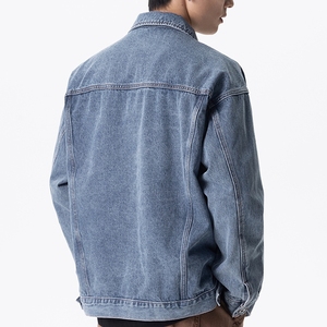 High Quality Custom Printed Digital Logo Stand Collar Windproof Denim <b>Jacket</b> for <b>Men</b> Autumn Streetwear <b>Thin</b> Cotton - Product Image 5