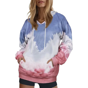 Personalizable con estilo Tie Dye sudaderas con capucha para las mujeres al por mayor ligero de moda de la calle desgaste de las mujeres pulóver Tie Dye sudaderas con capucha - Product Image 6