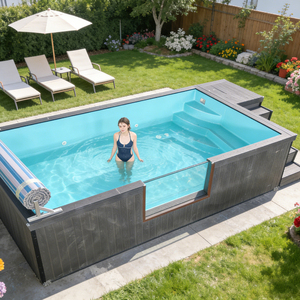 Piscine en conteneur maritime surdimensionné de 40 pieds avec système de filtration complet pour complexe familial, jardin extérieur - Product Image 4