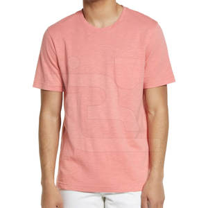 T-shirt unisexe à col en O en polyester/coton épais 100% coton tricoté coupe surdimensionnée avec poche impression personnalisée pour hommes - Product Image 1