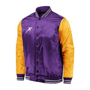 Blouson de baseball bombardier en satin de polyester 100% avec logo fait sur mesure veste de baseball d'hiver de collège de style de rue pour hommes - Product Image 6