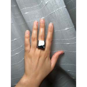 Alex Begay White Buffalo Asscher Cut Natural <b>Ring</b> Bezel <b>Set</b> Sterling <b>Silver</b> Hip-Hop Geometry Pattern Size 11.25 Everyday Wear - Product Image 5