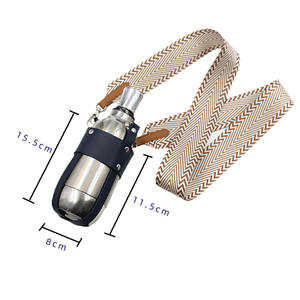 Funda aislante para vasos con cuero PU, funda portátil para botellas de agua para exteriores - Product Image 4