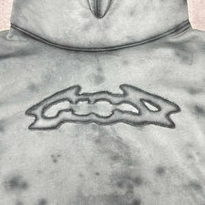 Personnalisé 420Gsm Lourd 100% Coton Éponge Vintage Applique en Détresse Broderie Patch Recadrée Hommes Zip-up Poche Lâche - Product Image 2