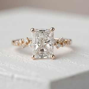 Moissanite Radiant Cut แหวนแต่งงานแหวนหมั้น925เงิน10K 14K 18K สีทอง - Product Image 5