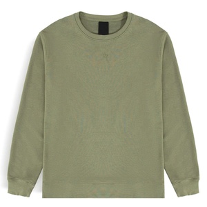 เสื้อสเวตเชิ้ตคอกลมสีเขียวมะกอกสำหรับผู้ชาย ทรงปกติ สวมใส่สบาย ผ้าถัก สีพื้น ใส่ได้ในฤดูใบไม้ร่วง ผลิตจากผ้าฝ้าย 100% ระบายอากาศได้ดี - Product Image 1