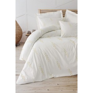 Ensemble de housse de couette double en coton Box Twirly Feya Beige avec motif floral brodé pour usage domestique - Product Image 1