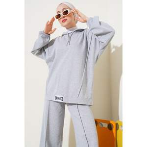 ชุด2ชิ้นเสื้อฮู้ดตราสัญลักษณ์บาลานจ์เสื้อ165เด็กผู้ชายสีเทาแบบลำลอง - Product Image 4