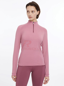 Femmes élégantes équitation couche de base en gros tissu ultra léger contrôle de l'humidité coupe ergonomique confortable équestre - Product Image 2