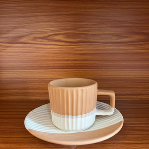 Juego de tazas y platos de cerámica, taza de café, taza hecha a mano y platillo, regalo para amantes del té - Product Image 1
