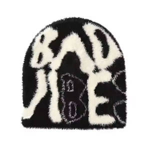Offre Spéciale 100% coton thermique Mohair Beanie chapeaux haute qualité imprimé motif vêtements d'hiver Logo personnalisé meilleure qualité - Product Image 5