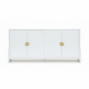 Étagère de rangement moderne en chêne massif, couleur blanche, multifonctionnelle, modèle Cabinet Second Moon - Product Image 1