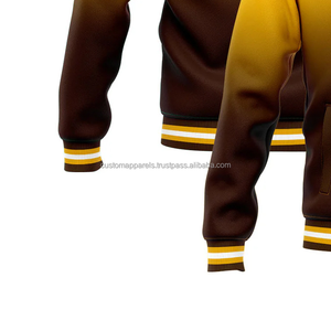 Chaqueta universitaria personalizada de mezcla de lana de primera calidad, cuello levantado con decoración de bordado frontal para pedidos al por mayor - Product Image 6