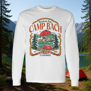 Camp Bach Vintage <b>Team</b> <b>Bride</b> Camping Bachelorette 2025 Long Sleeve T-Shirt - Product Image 3