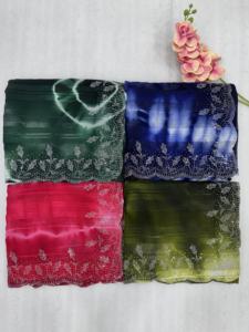 Nouveau 2024 dernière tenue de créateur qualité lourde Oriyo blouse sari imprimé en apesanteur avec gros diamants Swarovski travail à vendre - Product Image 3