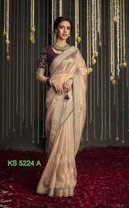 Sari de borde bordado de seda suave de alta calidad de último diseñador para Festival de fiesta de mujeres por Fab Zone ropa India pakistaní - Product Image 2
