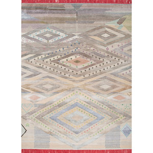 Tapis Manchaha en laine et soie de bambou noué à la main, ivoire, 10 mm d'épaisseur, motif géométrique abstrait, pour la maison, le couloir, modèle rectangulaire - Les-2281 - Product Image 4