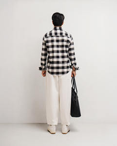 <b>Men's</b> Autumn Casual <b>Long</b> <b>Sleeve</b> Flannel <b>Shirts</b> Solid Pattern 100% Cotton Breathable Knitted Washed Turn-down Collar Single - Product Image 4