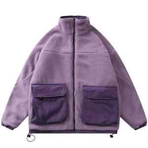 OEM High Quality Winter Zip Up <b>Fleece</b> <b>Sherpa</b> Jacket <b>Men</b> Custom Logo Oversized <b>Sherpa</b> <b>Fleece</b> Jacket Cargo Pocket - Product Image 4