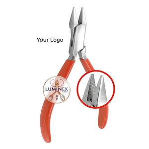 Pince à bec plat dentelé Outil de préhension de précision à poignée orange robuste pour la fabrication de bijoux, le pliage de fils, l'artisanat et la réparation - Product Image 4