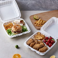 PTPACK Mfpp Récipient de nourriture à clapet à charnière Boîte à lunch en plastique à emporter Bento à charnière Restaurant jetable biodégradable