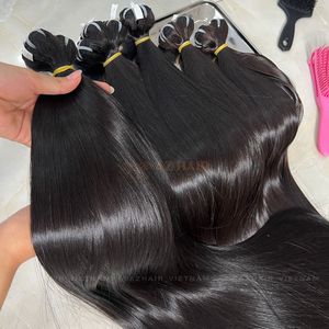 มัดผมตรงสุดๆผมมนุษย์แท้สำหรับต่อผมผมมนุษย์แท้ติดหนังกำพร้าผมเวียดนามมีความหนาเต็ม - Product Image 5