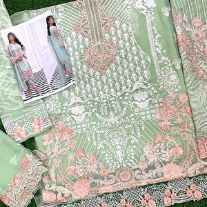 ชุดส่าหรีผู้หญิงสำหรับฤดูร้อน แบบแฟนซี/ลำลอง/งานเลี้ยง/งานแต่งงาน ประดับลูกไม้และเลื่อม - Product Image 5