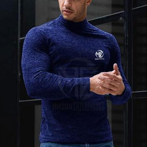 Stylish Everyday Pullover Stretch Material High Collar Long Sleeve Basic Clothing <b>Men</b> <b>Turtle</b> <b>Neck</b> Shirt - Product Image 3