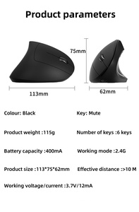 La nouvelle <span class=keywords><strong>souris</strong></span> optique <span class=keywords><strong>ergonomique</strong></span> sans fil 2.4G la plus vendue présente un design vertical avec 3 paramètres DPI réglables - Product Image 2