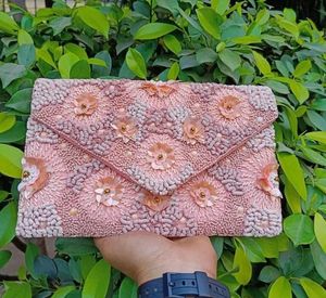 Detailed Embroidery Bohemian Style Pearl Evening Hand <b>Clutch</b> Purses Fancy Design Lining Wholesale - Product Image 2