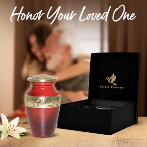 Urna de recuerdo roja-Pequeña para cenizas humanas con caja y bolsa premium-Mini urna de cremación-Honra a tu ser querido con rojo pequeño - Product Image 6