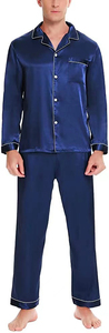 Ensemble pyjama en satin de soie pour hommes Vêtements de nuit à manches longues Pyjamas haut de costume et pantalon Ensemble 2 pièces - Product Image 6