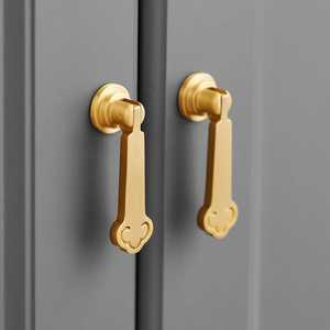 Modern <b>Brass</b> Finish Cabinet Handle Single Hole Surface Mounted Drawer Pull Wardrobe Door <b>Knob</b> Furniture Hardware - Product Image 2