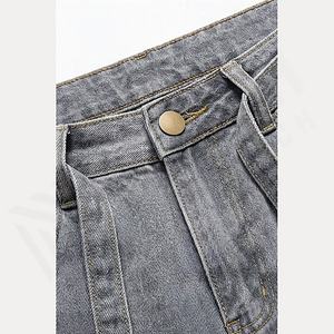 Jeans de Mezclilla Rasgados para Hombre, Transpirables, de Alta Calidad, para Invierno y Otoño, con Logotipo Personalizado, Lavado Vintage, Pierna Recta, Estilo Apilado, Desgastado, de Secado Rápido - Product Image 4