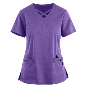 Combinaison médicale deux pièces confortable et personnalisée en vrac, col en V, pantalon de jogging, uniforme d'infirmière, ensembles de vêtements de travail pour médecins de l'hôpital - Product Image 4