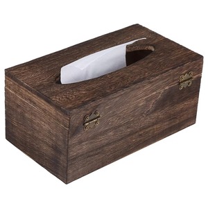 Venta caliente caja de pañuelos de madera natural cubierta de bajo costo hogar almacenamiento organizador servilletero - Product Image 4