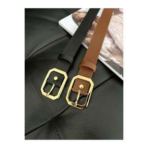 Ceinture carrée pour femme, ceinture pour pantalon, ceinture pour veste, ceinture pour robe - Noir et beige - Or - Product Image 2