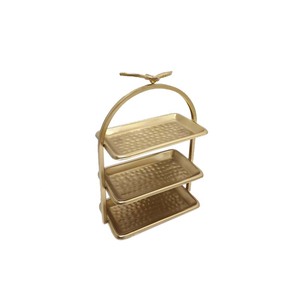 <b>3</b> <b>Tier</b> Metal Rectangle Shape Handmade Bulk <b>Cake</b> <b>Stand</b> Gold Finished for Birthday Event Party Display <b>Stand</b> Wholesale Bulk - Product Image 2