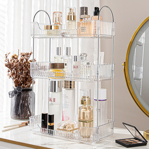 Estante de almacenamiento de baño de lujo, estante de encimera, bandeja de tocador, soporte de esquina, organizador de cosméticos, organizador de maquillaje giratorio 360 - Product Image 1