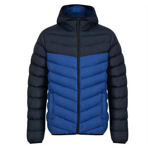 Chaqueta acolchada con capucha de dos tonos azul marino y azul ligero elegante para uso activo y ropa casual chaquetas acolchadas al por mayor - Product Image 1