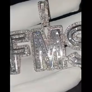 Nom personnalisé VVS Moissanite diamant Hip Hop pendentif plaqué or bijoux fins avec symbole chrétien pour hommes et femmes or blanc - Product Image 4