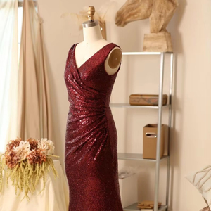 Robe de mariée antistatique rouge robe de soirée sans manches motif longue forme de corps pleine longueur robes de cocktail pour les événements - Product Image 1