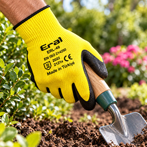 Gants de travail en polyester tricoté enduits de nitrile jaunes - Product Image 4