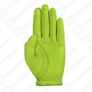 Customizable Men <b>Women</b> Cabretta Leather High Quality Sports Golf <b>Gloves</b> Fluorescent Green Color Left Hand All-Weather Breathable - Product Image 2